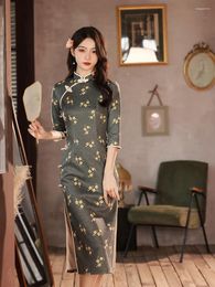 Ethnic Clothing FZSLCYIYI Traditional Mandarin Collar Three Quarter Sleeve Woolen Qipao Ladies Wedding Cheongsam