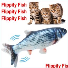 Cat Toys Flipping Fish Toy Realistic Plush Electric Doll Funny Interactive Pets Chew Bite Floppy Perfect For Kitty Exercise Drop Del Dharc