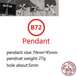 B72 S925 Sterling Silver Pendant Personalized Fashion Simple Couple Creative Dominant Cross Flower Net Red Hip Hop Punk Style Jewelry Lover Gift