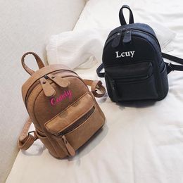 Backpack PU Ladies Personalised Name Women's Small Outdoor Shoulder Bag Custom Embroidered Birthday Gift Supply