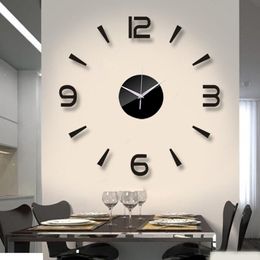 Wall Clocks 3D Wall Clock Mirror Wall Stickers Fashion Living Room Quartz Watch DIY Home Decoration Clocks Sticker reloj de pared 230329