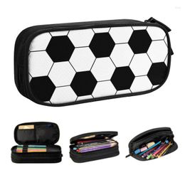 Cosmetic Bags Cute Football Pattern Hexagonal Pencil Case For Girl Boy Large Capacity Soccer Ball Pouch Stationery