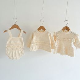 Rompers milancel Pakaian Bayi Musim Gugur Rajut Perempuan Balita Satu Potong Aad Laki Laki 230328