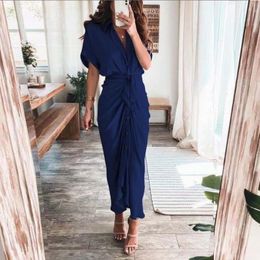 Casual Dresses Women Dresses Summer Vintage Maxi Sexy Deep V-Neck Long Sleeve Boho Print Long Dresses Female Beach Cover Up Elegant Robe 230329