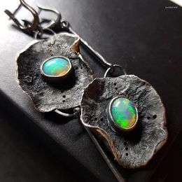 Dangle Earrings Vintage Opal Stone Drop Asymmetry Long Rod Antique Metal Round Leaf Women 2023 Jewellery