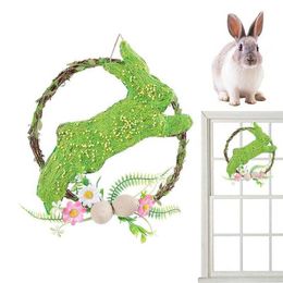 Decorative Flowers Wreaths Easter Bunny Floral Spring Decorations With Eggs For Front Door Wall Window P230310