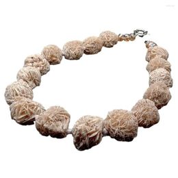 Choker 20'' Natural Desert Rose Selenite Minerals Clusters Pocket Rough Beads Necklace For Women Hyperbole Style