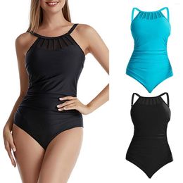 Women's Swimwear Sexy Swimsuit Women's Solid Colour Covering Belly And Slimming Mesh Stitching Large Size Bikini