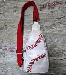 10pcs Waist Bags PU Baseball Soccer Softball Prints Large Capacity Waterproof Chest Bag Mix Color