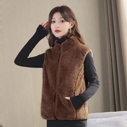 Women's Vests Autumn Winter Tank Top Women's Double-sided Wool Short Sleeve Jacket Suit Cardigan Wool Women's Thick Thermal Tank Top 230329
