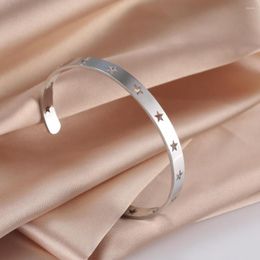 Bangle Unift Hollow Star Bracelet Stainless Steel Cuff For Women Wrist Band Fashion Romantic Jewellery Wedding Party Gift