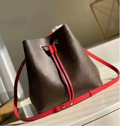 High quality luxurys designer Bag Fashions Women Vintage Bucket Handbag Purse Brown flower ladies leather tote bag Brand Letter Shoulder crossbody Bag