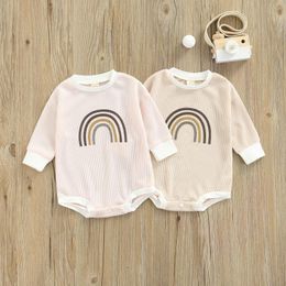 Rompers Baby Girl Boy Crewneck Sweatshirt Long Sleeve Romper Oversized Waffle Knit Sweater Bodyusuit Pullover Top Winter Clothes