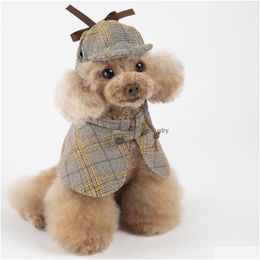 Dog Apparel Halloween Pet Clothes Detective Outfit Cute Personality Cloak Spring And Autumn Models Summer Teddy Bichon Pomeranian Sm Dhouv