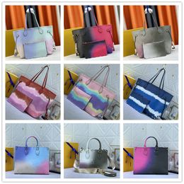 Spirng IN THE City Women Bag 2023SS Sunrise Pastel Gradient color ONTHEGO Handbag Never Shoulder Full Shopper Bag Designer Shoulder Tote Wallet Crossbody Purse Bags