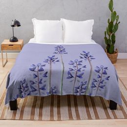 Blankets Throw Blanket Beautiful Purple Flowers for Couch Bed Sofa Bluebonnet Flannel King Queen Full Size Cozy Soft Warm Blanket Gifts 230329