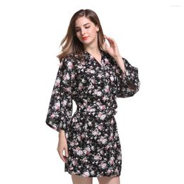 Women's Sleepwear Kimono Robe Cotton Blossoms Robes Floral For Women Bride Wedding Bridesmaid Dresses Morning Gown Ladie WQ19