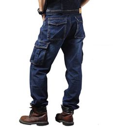 Men's Jeans Men Loose Jeans Straight Cargo Trousers Casual Cotton Baggy Overalls Mens Fashion Seasons Men's Bottoms Plus Clothes 230329