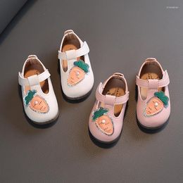 First Walkers 2023 Baby Girls Walker Shoes Cute Carrot Pearl Round-toe Kids Fashion Kindergarten Spring Soft Little Princess PU