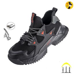 Dress Shoes Mens Work Safety Steel Toe Construction Boots Sneakers Breathable Lightweight Indestructible Industry Male Footwear 230329