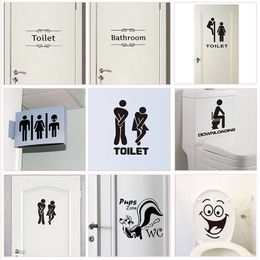 Wall Stickers WC Toilet Entrance Sign Door Stickers For Public Place Home Decoration Creative Pattern Wall Decals Diy Funny Vinyl Mural Art 230329