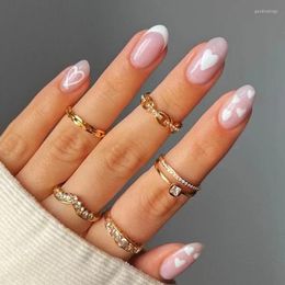 False Nails 24Pcs/Set Style French Cute Lovely Short Fake Detachable Wearable Press On Full Artifical With Glue