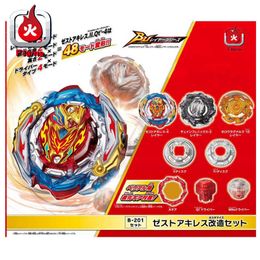 Beyblades ers Dynamite Battle Bey Set B 201 Zest Achilles Customize Booster B201 Spinning Top with Custom er Kids Toys for Boys Gift 230329