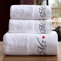 Quality 5 Star el Embroidery White Bath Towel Set 100% Cotton Large Beach Towel Brand Absorbent Quick-drying Bathroom