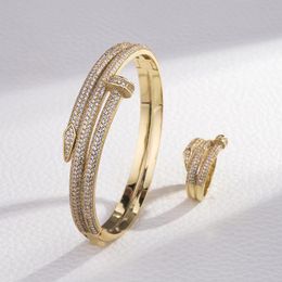 love solid gold silver nail bangle bracelet set diamonds luxury elegant Designer for Women men fashion Bracelets Wedding Party Thanksgiving Valentine day gifts