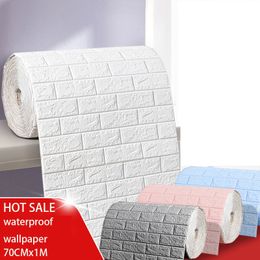 Wall Stickers 3D Wallpaper Wall Sticker Waterproof Brick Anticollision DIY Wall Stickers Living Room Bedroom Childrens Room Home Decoration 230329