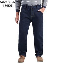 Men's Jeans Father Gift High Waist Jeans Brand Big Size For Men Plus 56 54 52 48 Elastic Denim Trousers Loose Straight Stretched Autumn Pant 230329