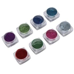 Nail Gel Chrome Powder 8 Colors Wide Application Decorative Convenient Safe With Eyeshadow Applicator For