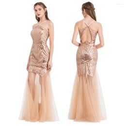 Party Dresses Angel-fashion Women's Halter Neck Sparkly Sequin Tulle Mermaid Evening Dress Luxury Geometry Glitter Cut Out Illusion Gown