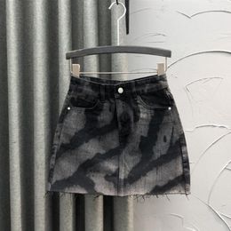Skirts Summer Denim skirts Women High Waist Personalised pattern Jeans Mini Casual Aline Jupe Femme p366 230329