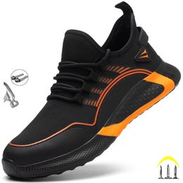 Dress Shoes Large Size 50 Safety Men AntiSmashing Steel Toe Cap Puncture Proof Indestructible Light Breathable Sneaker Work 230329