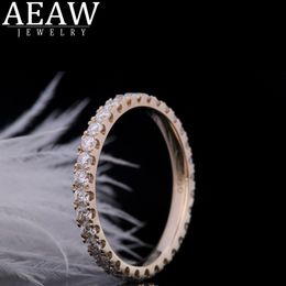 With Side Stones AEAW 2mm Round Cut 14k White Gold Yellow Gold FullDiamond Ring Original Jewellery For Girl For Women 230328