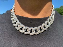 15mm Iced Miami Cuban Link Diamond Chain Necklace 14k White Gold Plated Cubic Zirconia Jewelry 7inch-24inch Gifts