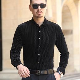 Men's Casual Shirts Wash And Wear Soft Smooth High-End Luxury Long Sleeved Men Shirt Spring Quality Velour Boutique Comfortable Camisa Mascu