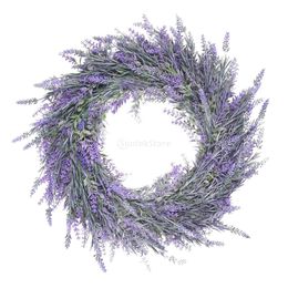 Decorative Flowers Wreaths 18-inch Large Lavender Base Flower Farmhouse Garland Front Door Wall Hanging for Wedding Home Decor P230310