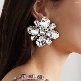 Stud Earrings Perfect Quality Crystal Flower Charms Women Fashion Jewellery Party Show Girls' Collection Earring Accessories