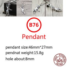 B76 S925 Sterling Silver Pendant Personalised Fashion Simple Couple Creative Skull Man Net Red Hip Hop Punk Style Jewellery Lover Gift