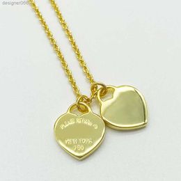 100% 925 Sterling Silver Necklace Pendant Heart Bead Chain Rose Gold and Luxurious for Women Fashion Jewelry with Blue Original Gift Box High Quality Designer