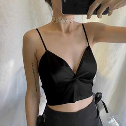 Women's Tanks Camis Women's Sexy V-neck Wrap Chest Top Underwear Female Crop Top Beauty Backs Padded Bra Summer Comfortable Push Up Lingerie P230328