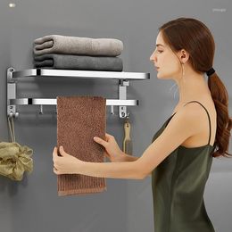 Bath Accessory Set Luxury Fashion Towel Rack Wall Mounted Stainless Steel Rail Bracket Bathroom Shelves Casa De Banho Home Improvement