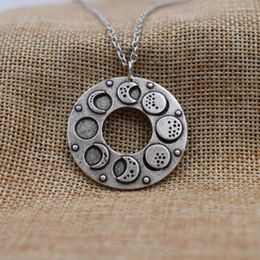 Pendant Necklaces SanLan Vintage Silver Colour Moon Life Amulet Choker Crescent To Full Pancake Fruit Set Talisman Cute Necklace Gift