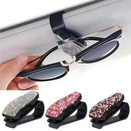 Sunglasses Cases Bags Rhinestone Diamond Decoration Clip Sun Visor Glasses Bracket Bill Clip Portable Sunglasses Eyeglasses Car Interior Supplies J230328