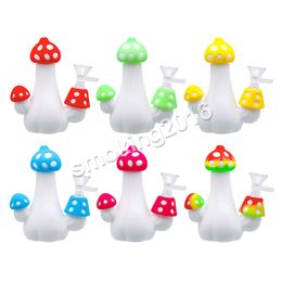 Silicone Water Pipes Mushroom Hookahs with glass bowls smoke accessory dab oil rigs