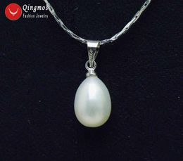 Choker Qingmos White 7-9mm Drop Natural Freshwater Pearl Pendant & Necklace For Women With Stering Silver 925 Chain 16" Chokers
