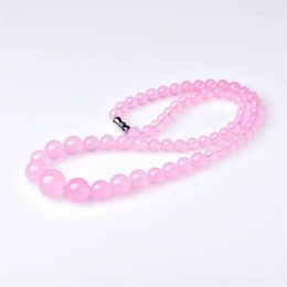 Pendant Necklaces Pink Jade Beaded Necklace Beads Natural Fashion Gemstone Jewellery Charm Gift Chalcedony Quartz Crystal Women