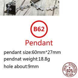 B62 S925 Sterling Silver Pendant Personalized Fashion Simple Couple Creative Cross Flower Set Diamond Mesh Red Hip Hop Punk Style Jewelry Lover Gift